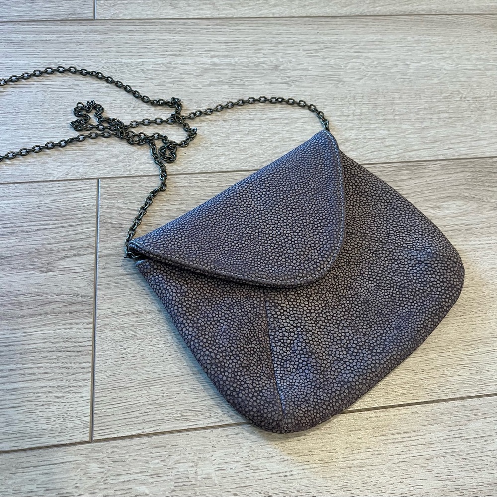 Lauren Merkin Brown Leather Speckled Chain Crossbody Bag
